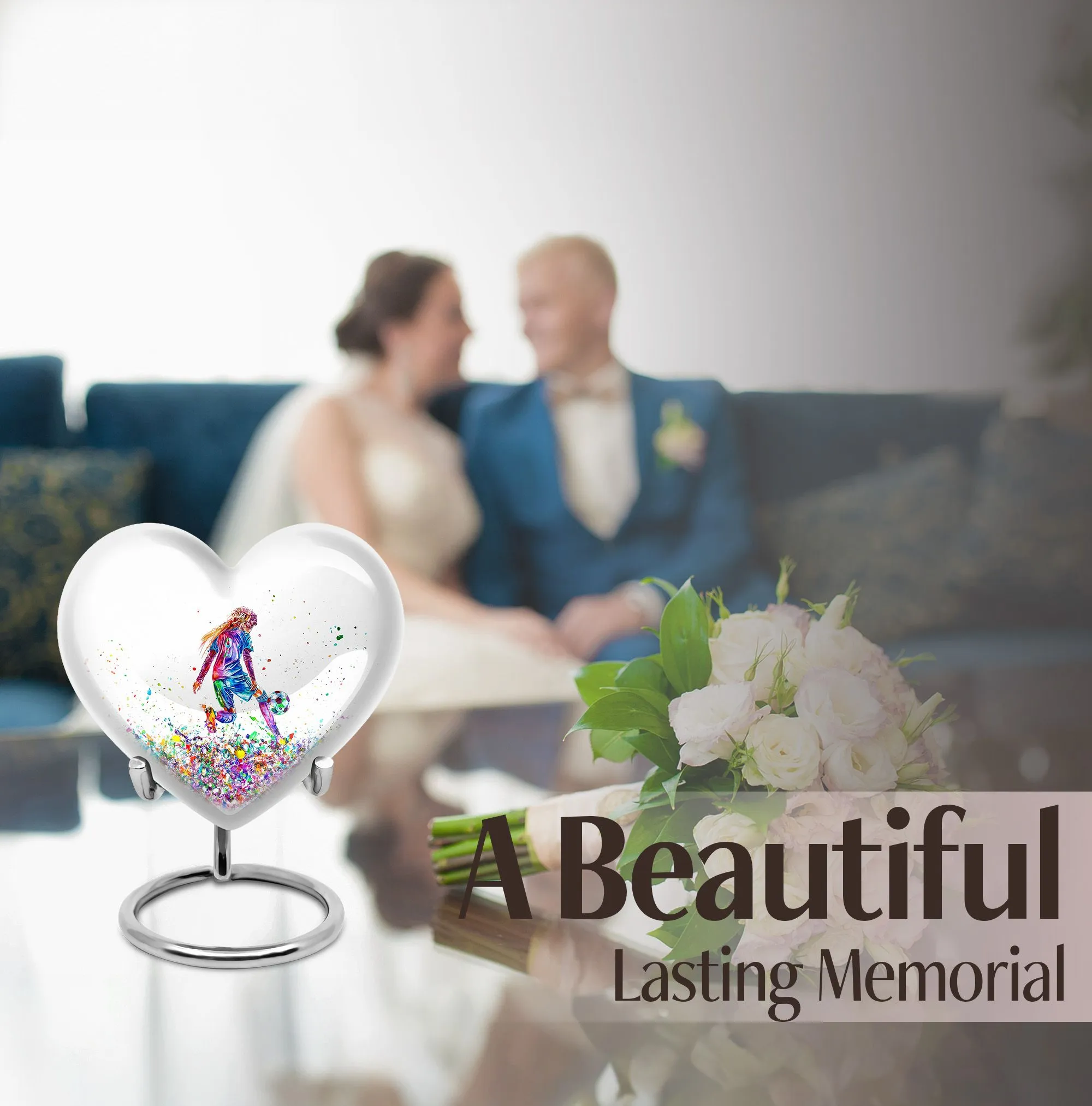Soccer Tribute Memorial Cremation Urn, Elegant Funeral Urn