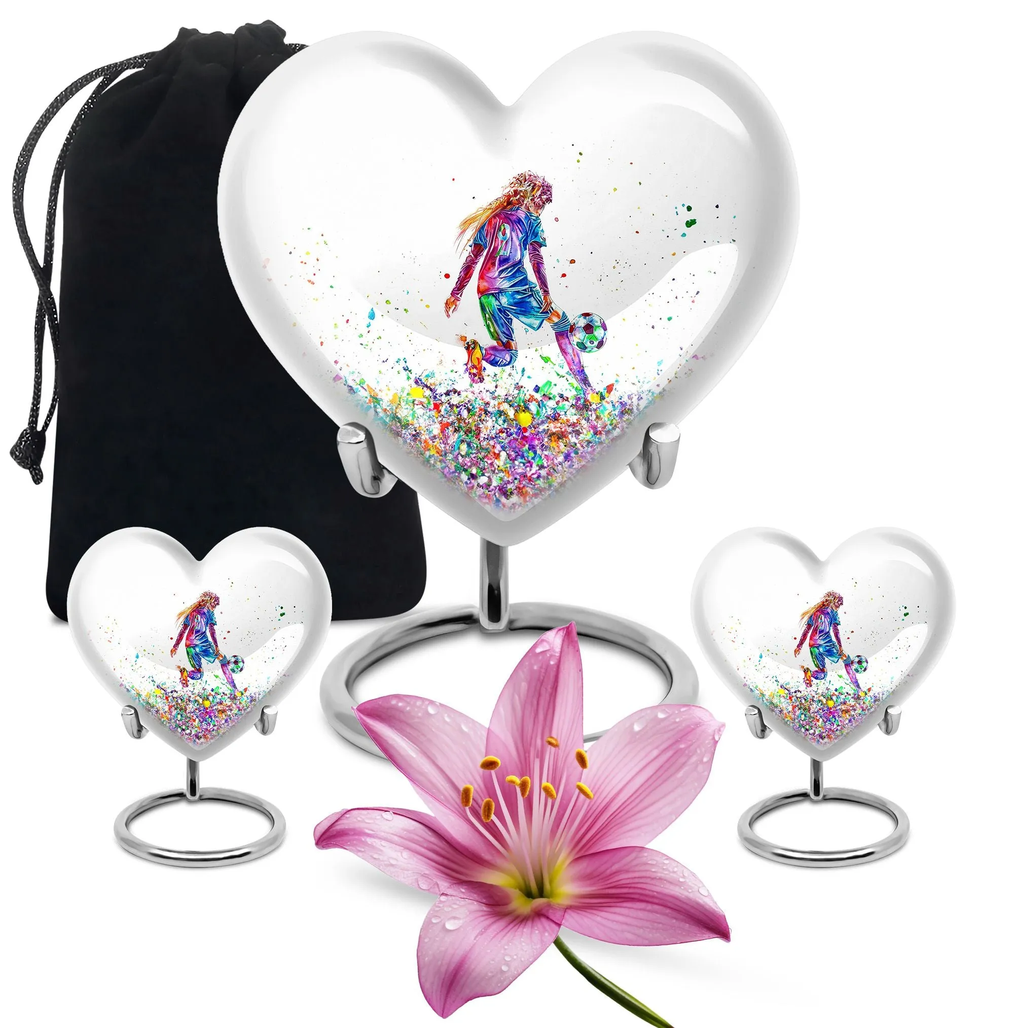 Soccer Tribute Memorial Cremation Urn, Elegant Funeral Urn