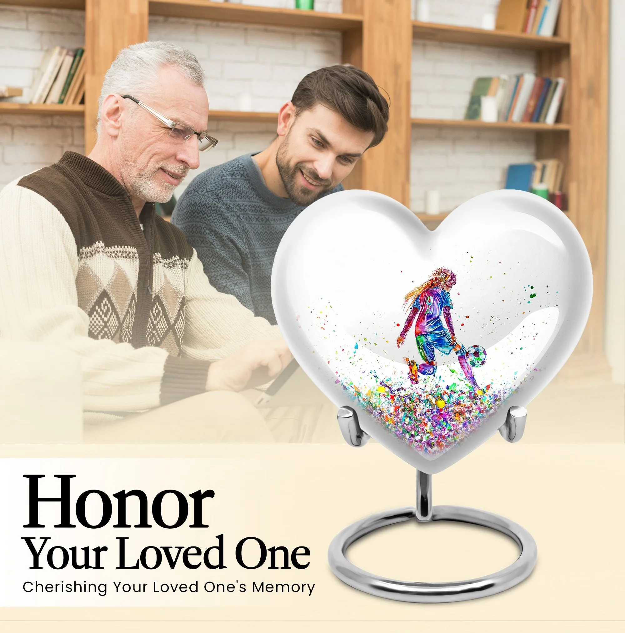 Soccer Tribute Memorial Cremation Urn, Elegant Funeral Urn