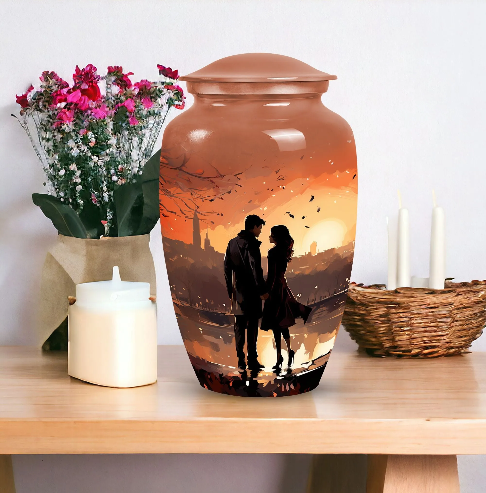 Sunset Cremation Memorial Urns, Ideal for Couples & Single Adults