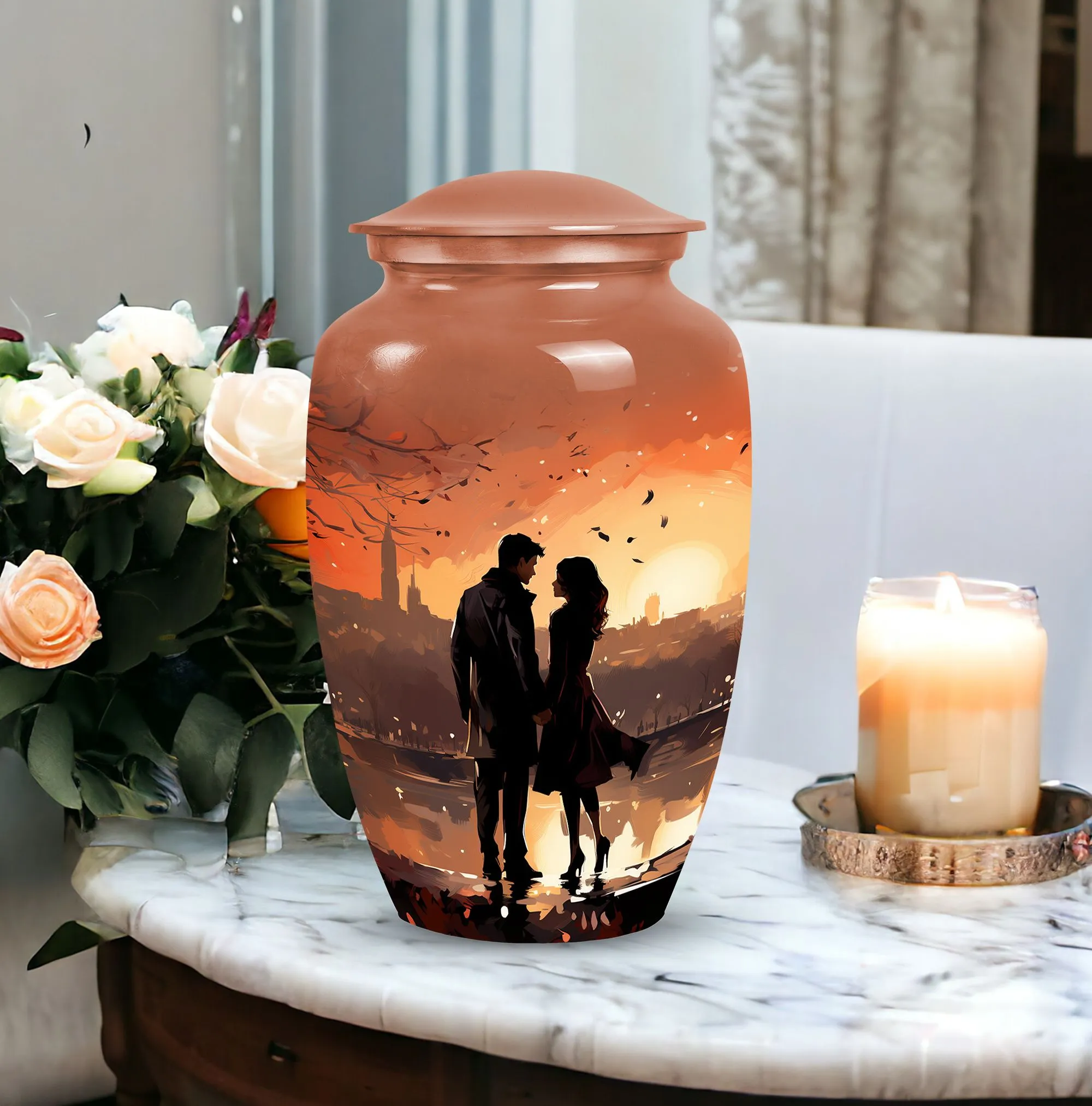 Sunset Cremation Memorial Urns, Ideal for Couples & Single Adults