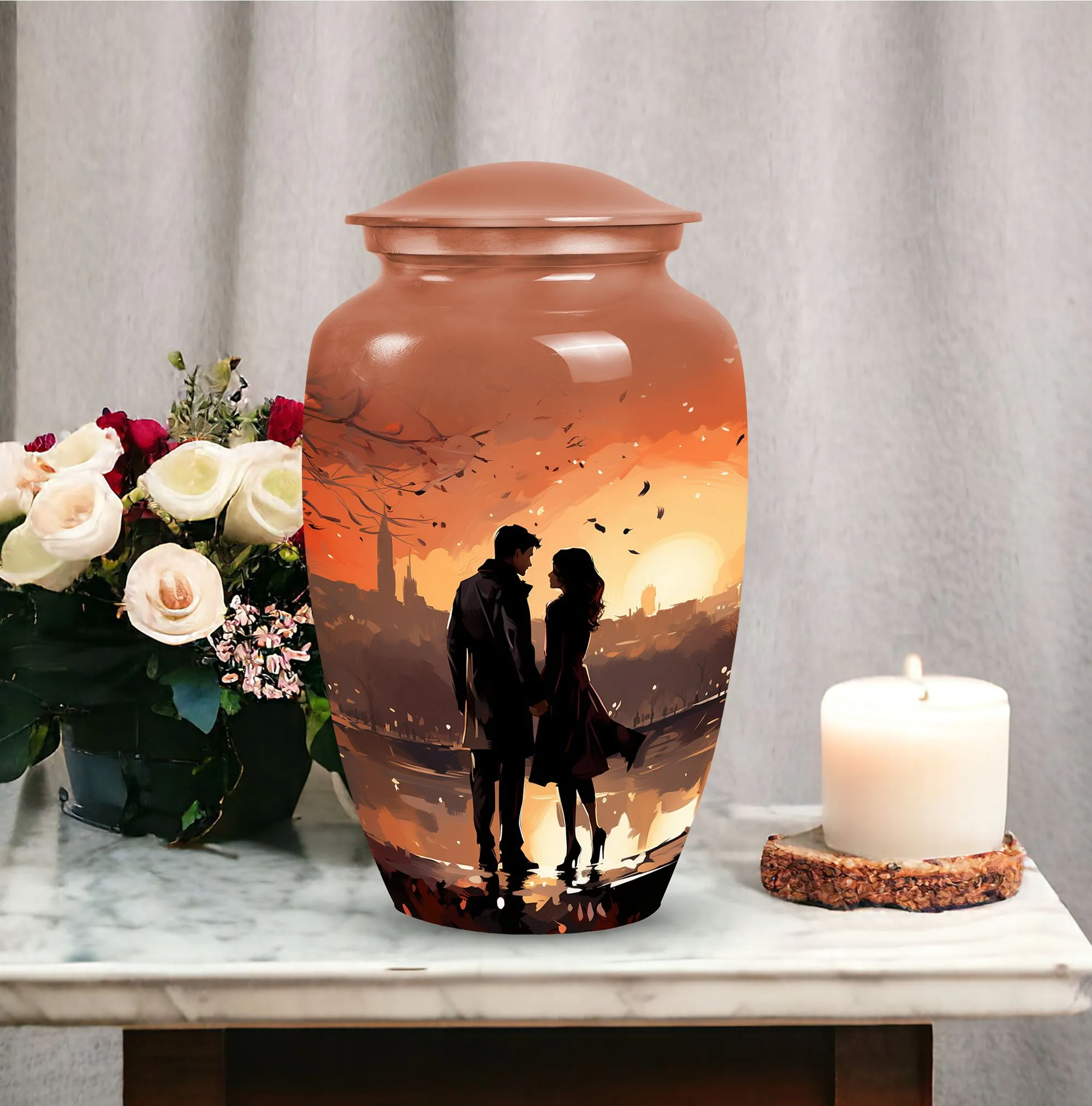 Sunset Cremation Memorial Urns, Ideal for Couples & Single Adults