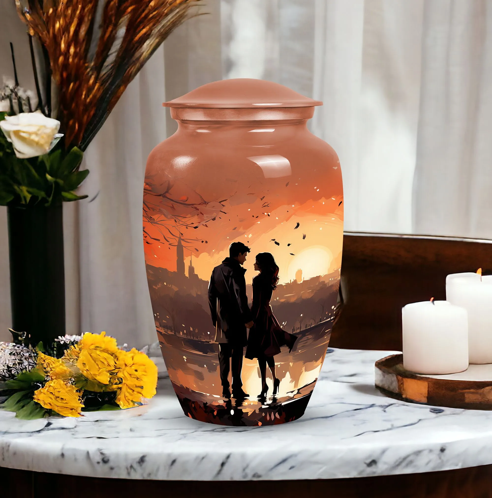 Sunset Cremation Memorial Urns, Ideal for Couples & Single Adults