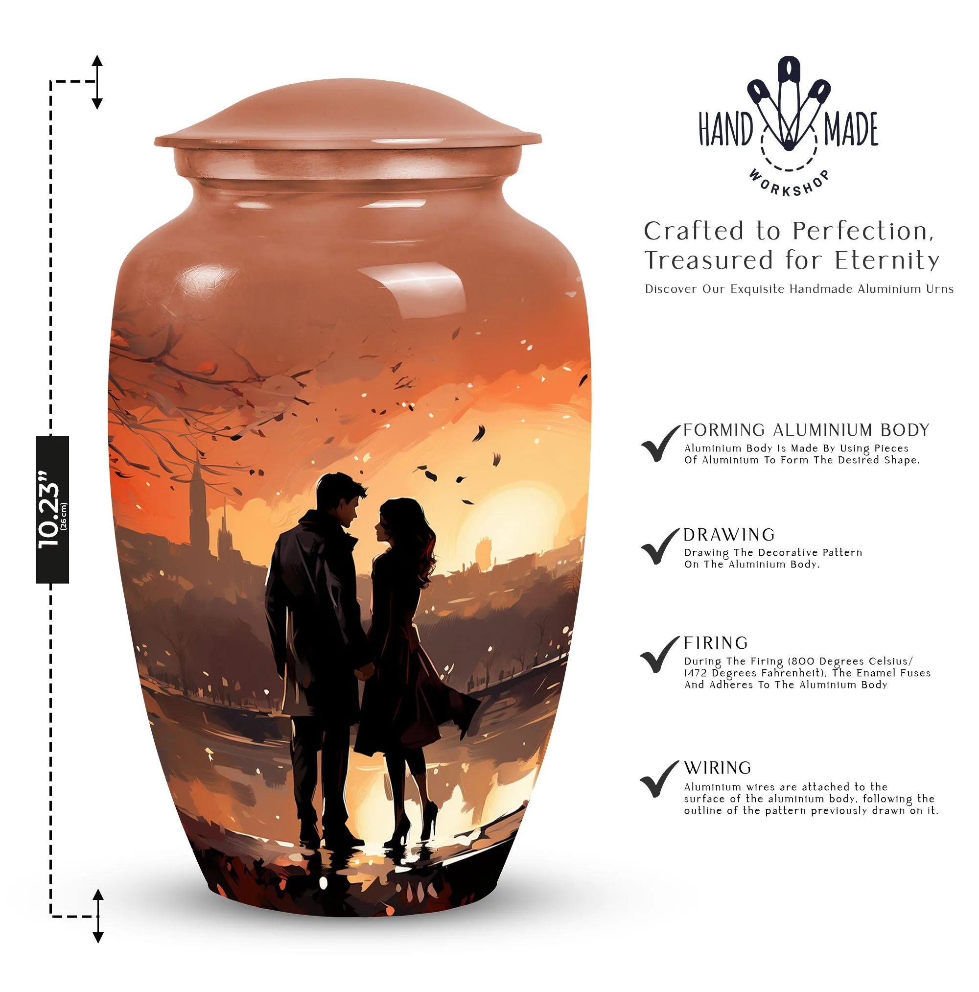 Sunset Cremation Memorial Urns, Ideal for Couples & Single Adults