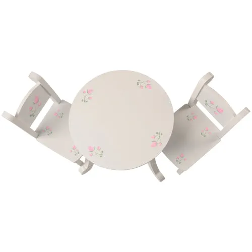 Wooden Doll Table & Chair Set with Floral Design | Ideal for 18" Doll Tea Parties