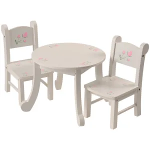 Wooden Doll Table & Chair Set with Floral Design | Ideal for 18" Doll Tea Parties